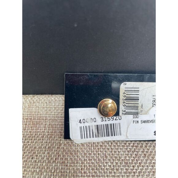 Swarovski Teddy Bear Pin Crystal Green Clear Gold Color Rhinestone - Picture 2 of 4